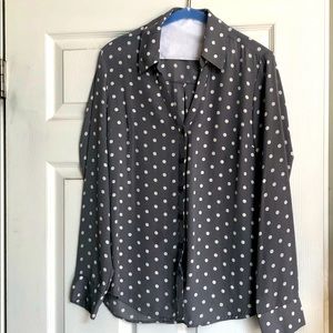 EXPRESS Portofino Grey/White Polka/Dot Shirt